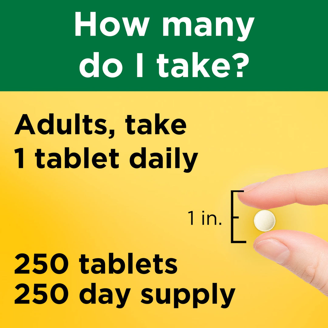 Folic Acid 400 mcg (665 mcg DFE), Dietary Supplement for Nervous System Function, 250 Tablets, 250 Day Supply