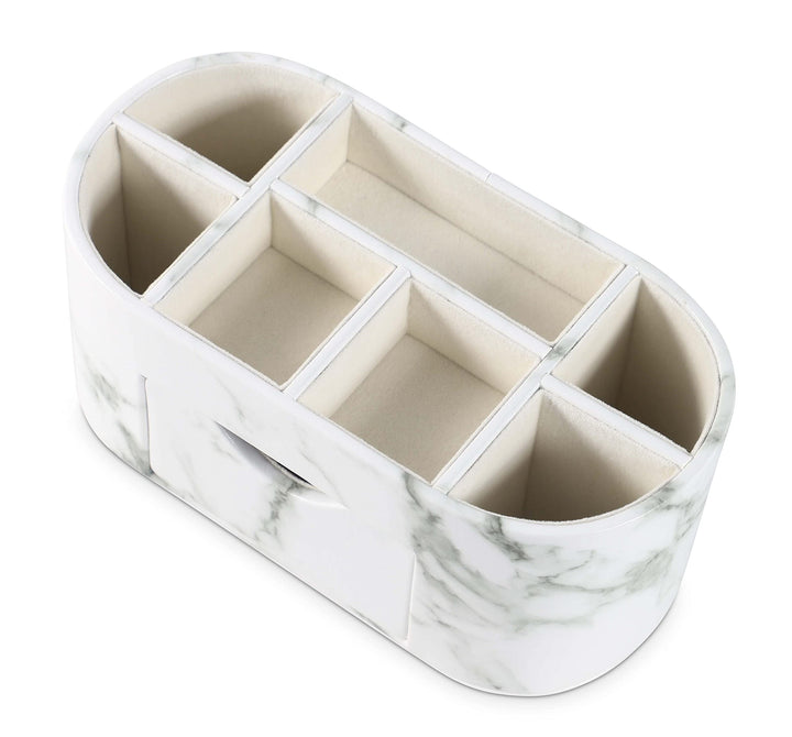 Marble Desk Organizer For Office Supplies Desk Accessories - Pencil Pen Holder Decor - Home School College Organization Desktop Caddy - Faux Leather