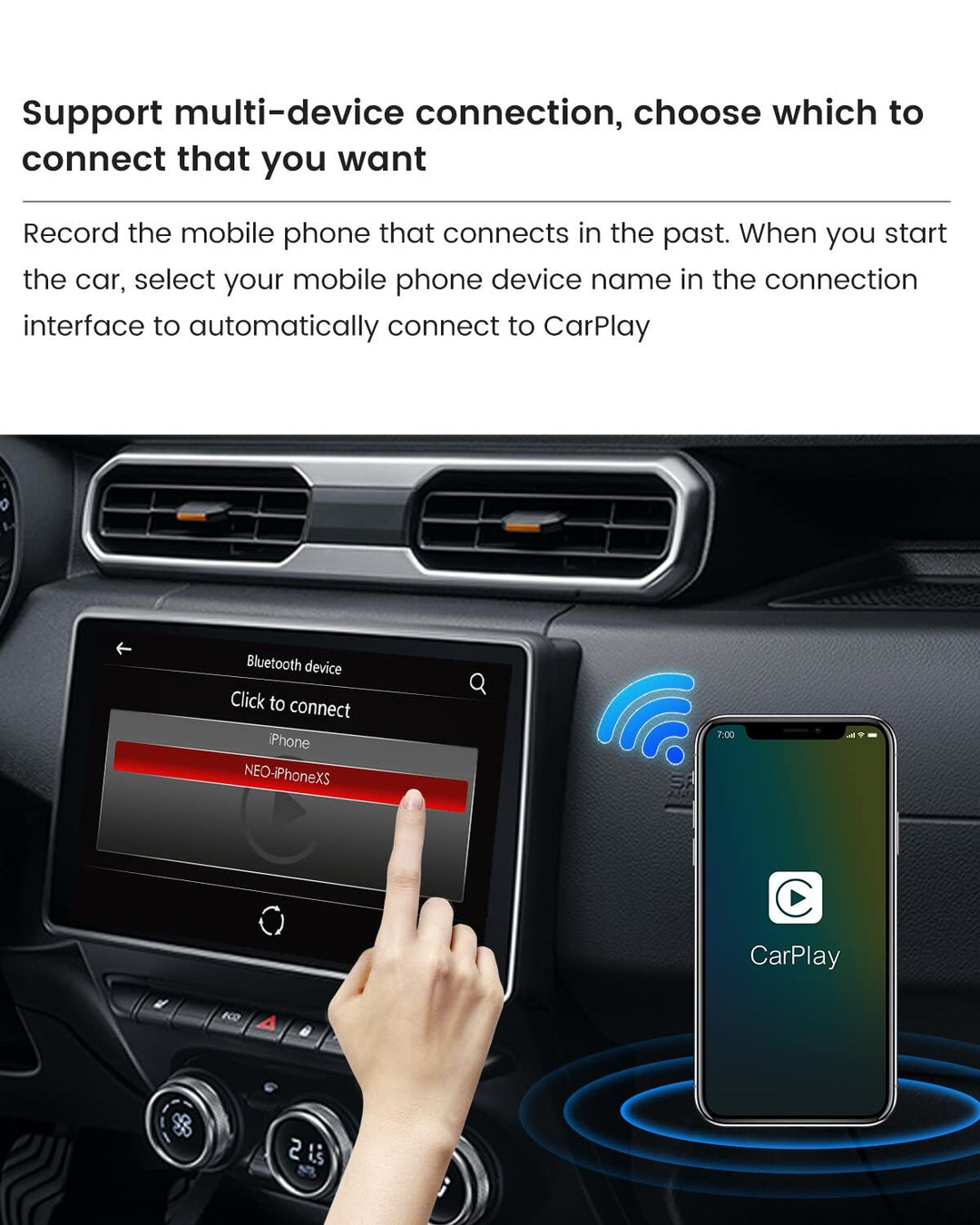 For Apple CarPlay Wireless USB Dongle CarlinKit 3.0 Wireless CarPlay Adapter for iPhone iOS Version 10+, for Factory Wired CarPlay Cars from 2015 to Now, Wired to Wireless CarPlay Automatic Connection