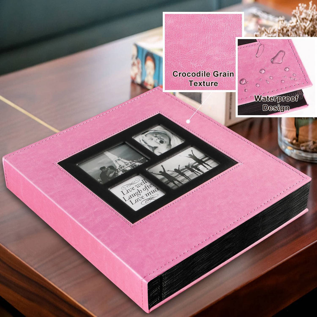 Photo Album 4x6 600 Pockets Photos, Extra Large Capacity Family Wedding Picture Albums Holds 600 Horizontal and Vertical Photos Pink