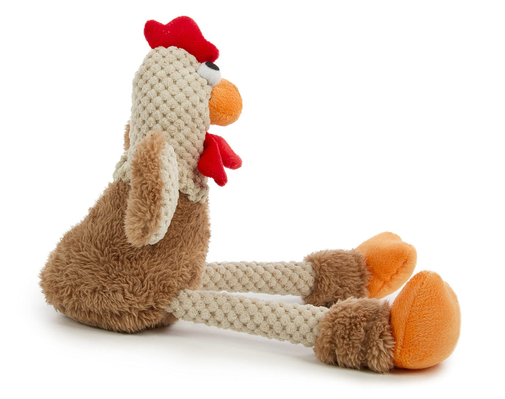 Checkers Skinny Rooster Squeaky Plush Dog Toy, Chew Guard Technology - Brown, Small