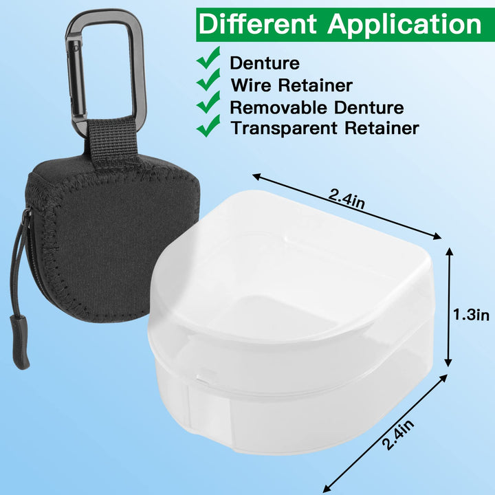 Retainer Case, Clear Solid Orthodontic Retainer Case Aligner Mouth Guard Case with Black Soft Case Carabiner, Protective Bag for Invisalign, Aligner