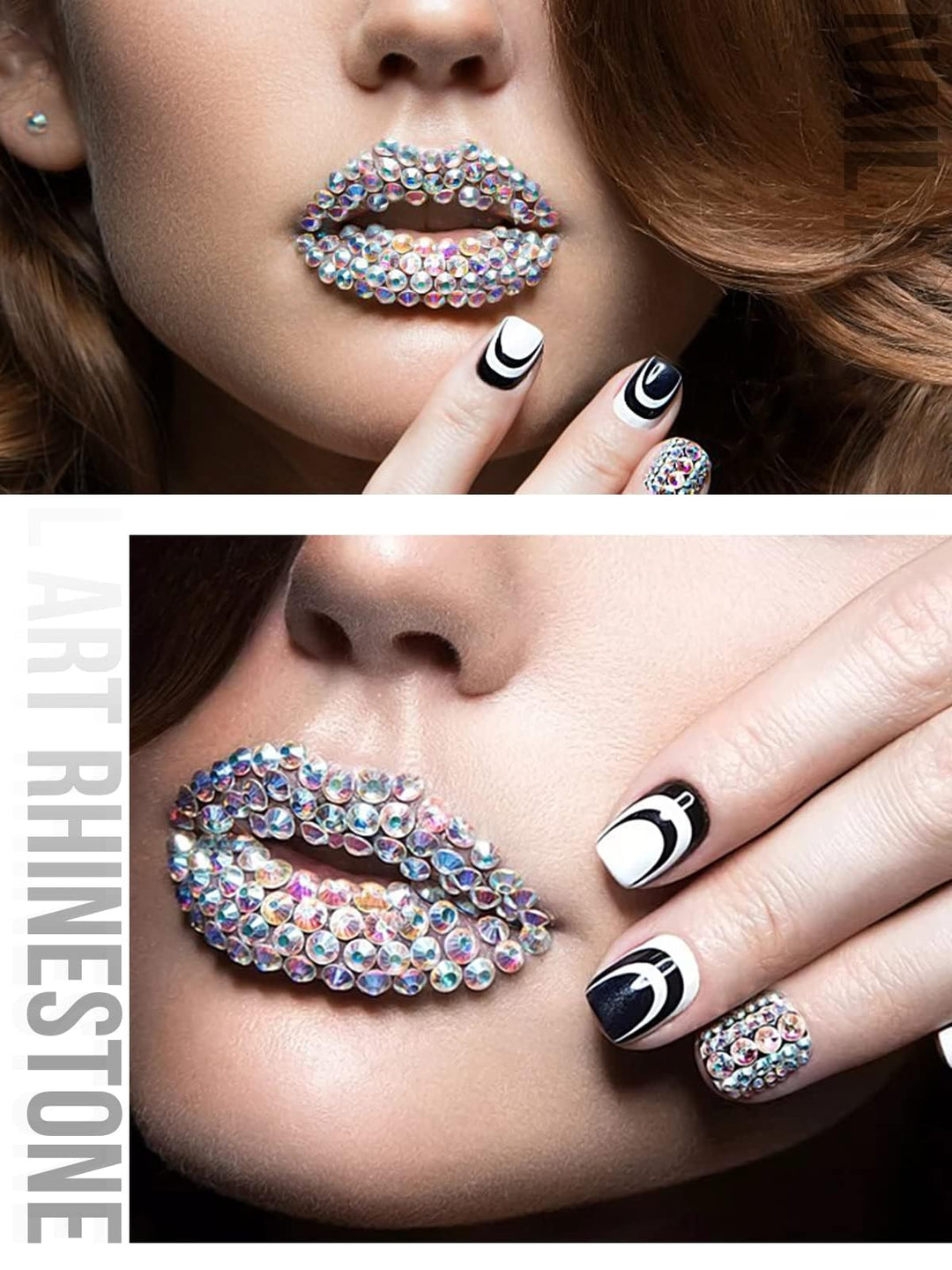 3120Pcs AB Nail Art Rhinestone Kit Shiny Nail Stones Gems Flatback Nail Crystal Beads Jewel for Nail DIY Craft with Tweezers and Rhinestone Picker Dotting Pen