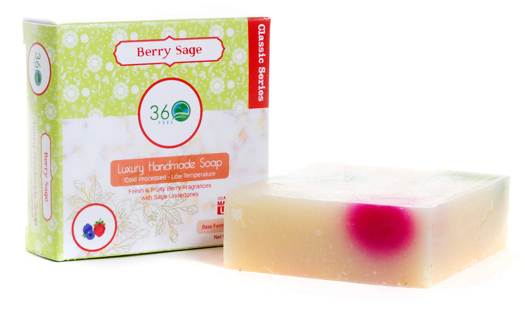 Berry Sage Soap -5oz Castile Handmade Soap bar-Fresh Fruity, Berry with Sage undertones- Pure Essential Oil Natural Soaps- Great as Anniversary Wedding Gifts- Gift ready
