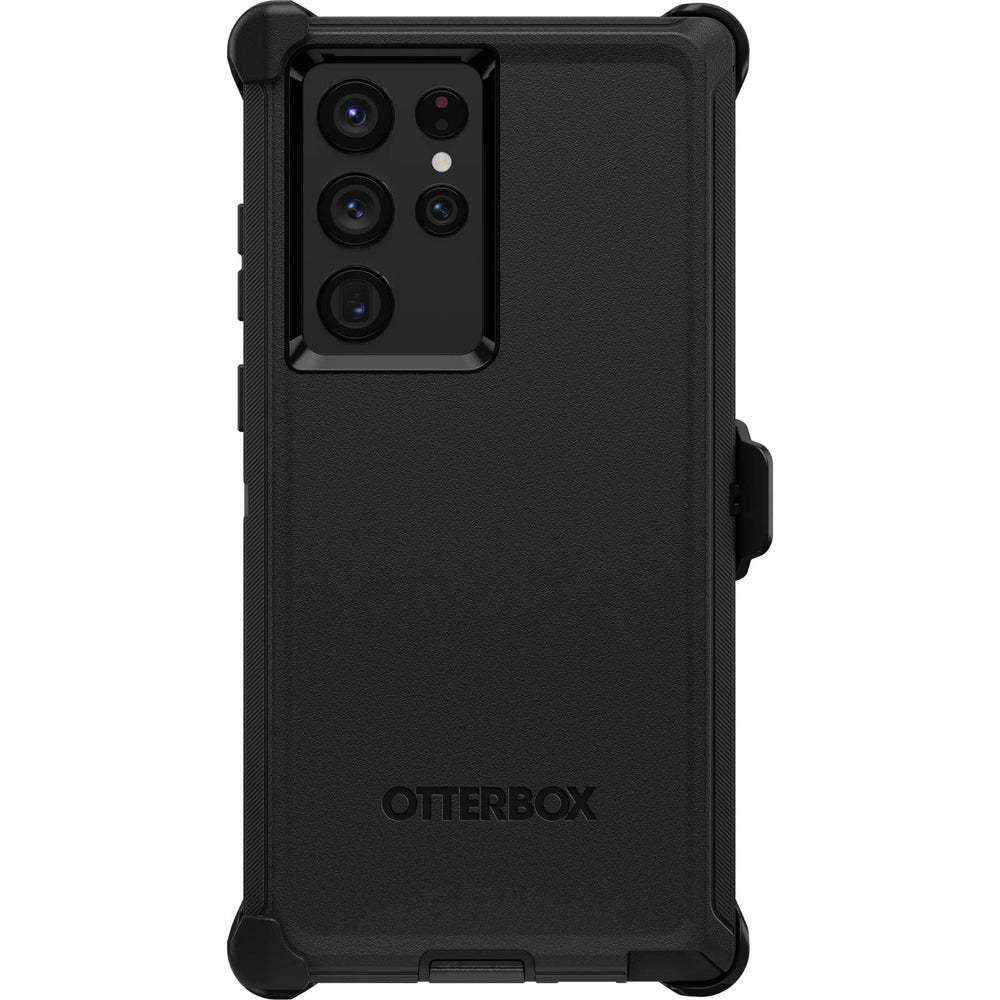 Galaxy S22 Ultra Defender Series Case - Black, Rugged & Durable, with Port Protection, Includes Holster Clip Kickstand