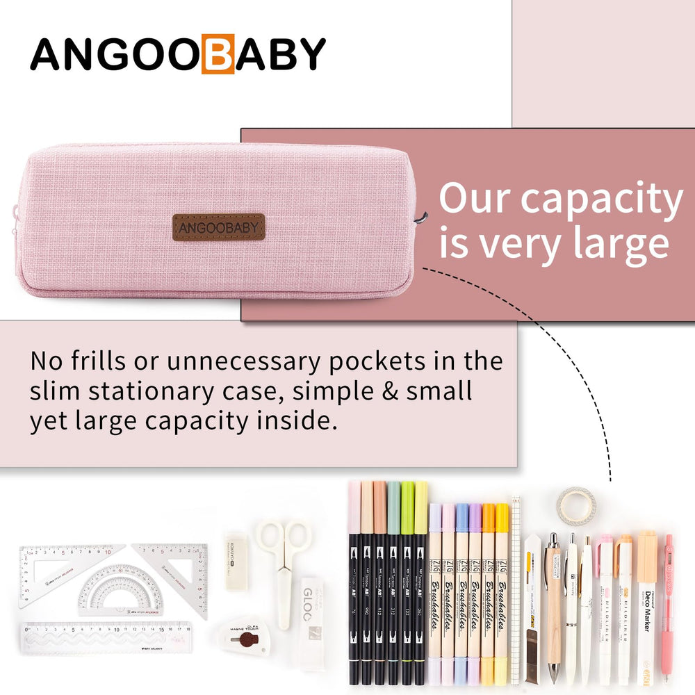 Small Pencil Case Student Pencil Pouch Coin Pouch Cosmetic Bag Office Stationery Organizer for Teen School-Pink