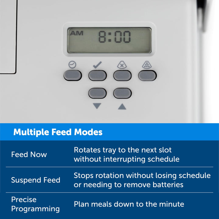 Automatic Dog Feeder, 5 Meals, 40 oz Capacity, Plastic, for Dry Food, Multiple Pets