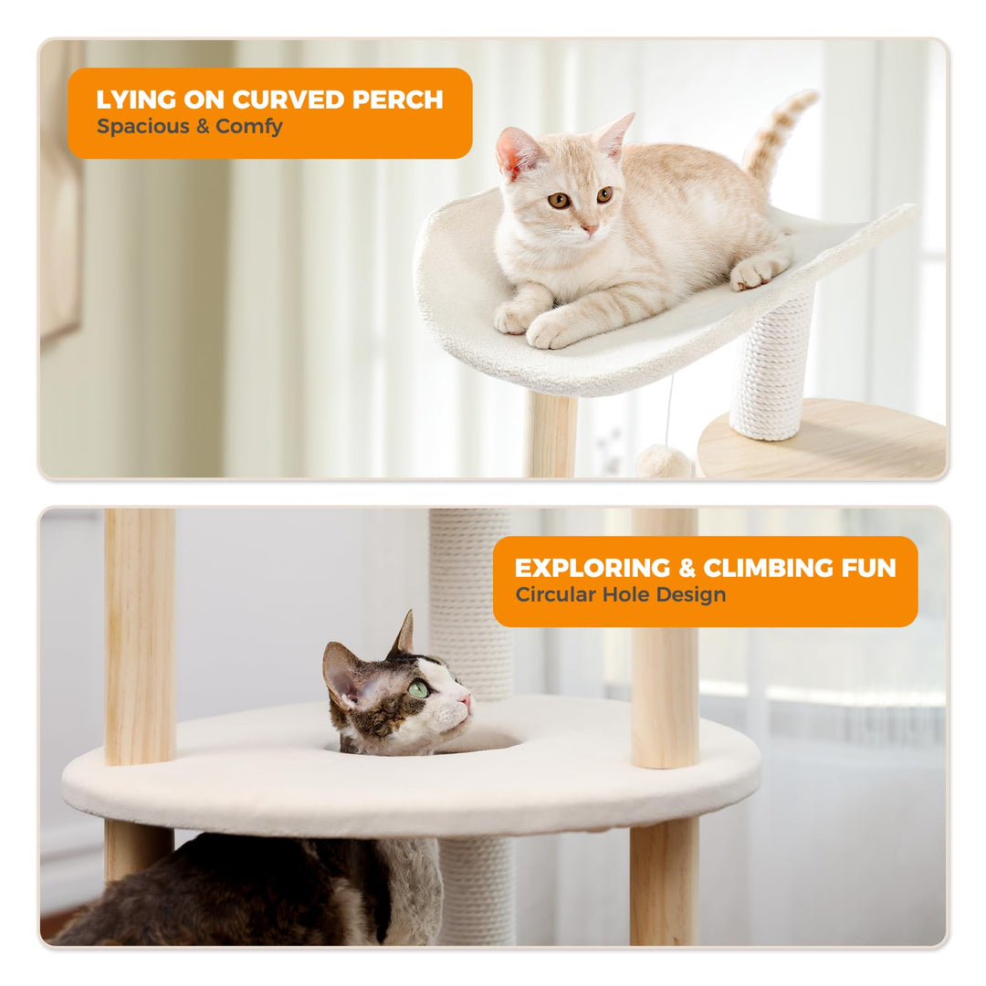 Cat Tree Cat Tower for Indoor Cats,5-Level Cat Play House Cat Activity Center with Scratching Posts Beige