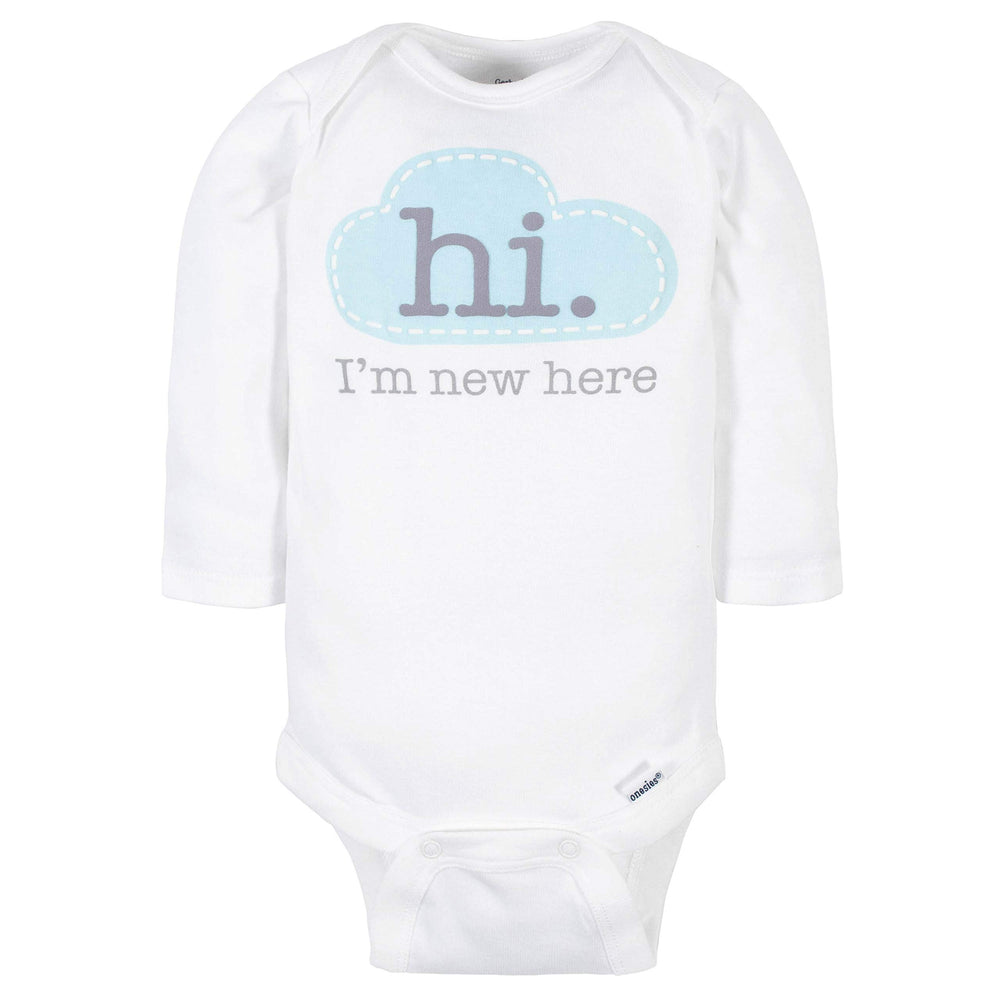 Unisex Baby6 Pack Long-Sleeve Onesies BodysuitWords Grey0-3 Months