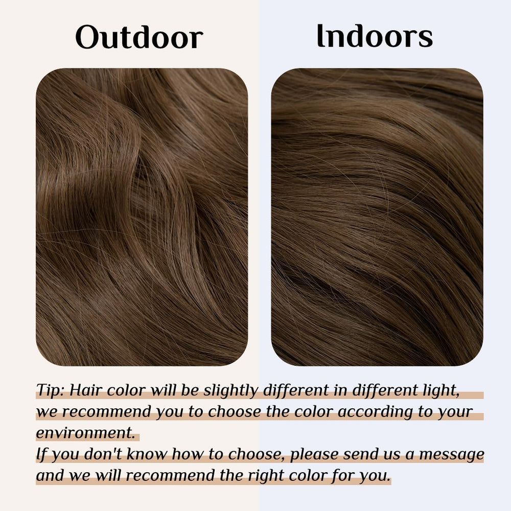 14 16 18 4.3oz Synthetic Wavy Halo Hair Extension Natural Hairpieces No Clip No Glue No Tape M01 (18 wave,#8)