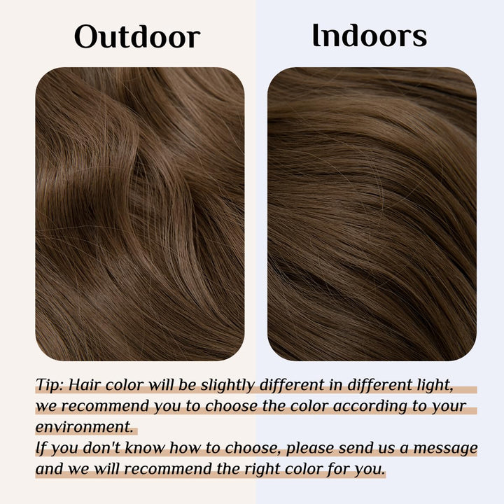 14 16 18 4.3oz Synthetic Wavy Halo Hair Extension Natural Hairpieces No Clip No Glue No Tape M01 (18 wave,#8)