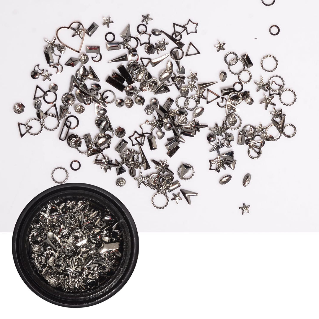 6 Boxes Gold Sliver Metal Nail Studs 3D Nail Art Jewelry Decoration Mix Shapes Star Monn Heart Shell Decor Manicure Tips(4 color)