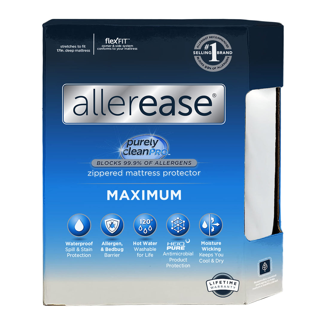AllerEase Waterproof Mattress Protector, Maximum Allergy Mattress Protector, Full Zippered Mattress Cover