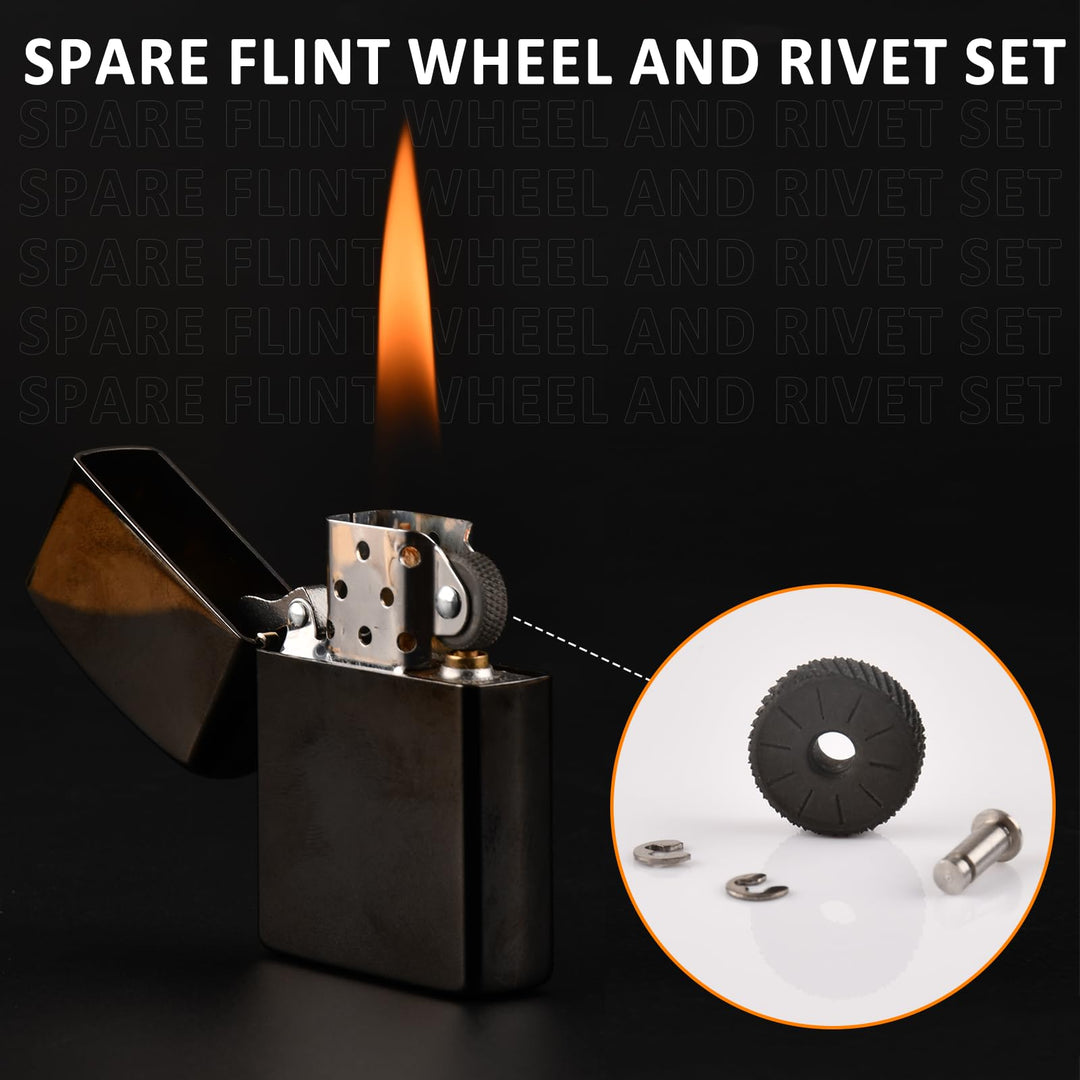 Universal Lighter Replacement Repair Kit Pack for Kerosene Lighter (Lighter Flint, Flint Spring & Base Plate, Flint Wheel, Cotton, Wick, and Felt Pad)