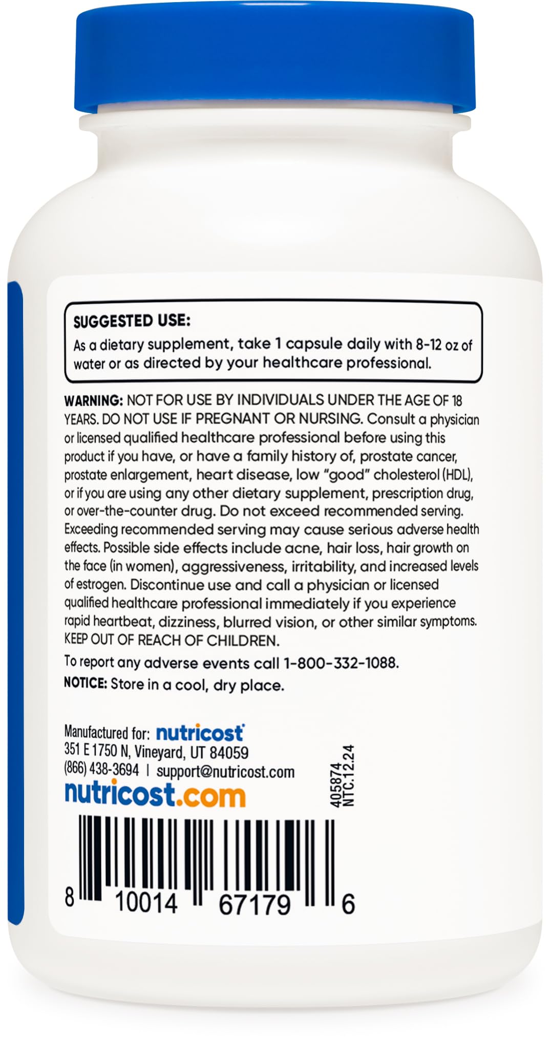 DHEA 25mg, 240 Capsules - Gluten Free, Soy Free, Non-GMO, Supplement