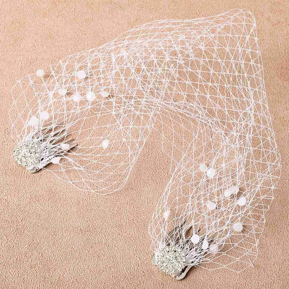 White Wedding Birdcage Veils with Comb Bridal Veil Pearl Bandeau Veil for Bride and Bridesmaid