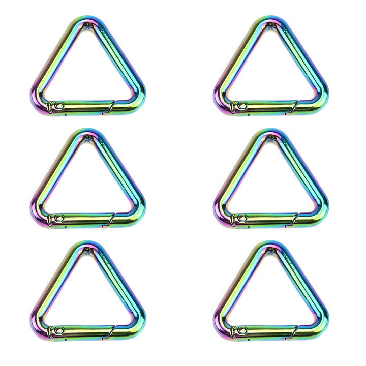 Rainbow Carabiner Snap Clip Triangular Spring Keychain Clips Keyring Buckles Locking Hooks Spring Snap Hooks Pack of 6