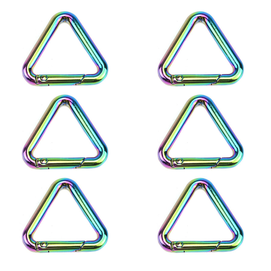 Rainbow Carabiner Snap Clip Triangular Spring Keychain Clips Keyring Buckles Locking Hooks Spring Snap Hooks Pack of 6