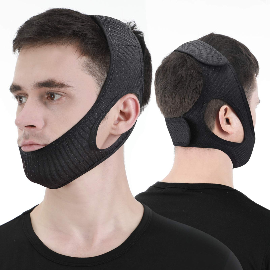 Chin Straps for Snoring, Anti Snoring Chin Strap Devices, Jaw Strap for Sleeping with Men Women Closer, Soft Adjustable and Breathable for User Keep Closed While Sleeping for Snorers