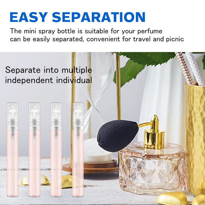 Mini Spray Bottle, Clear Plastic Empty Sample Containers, Fine Mist Perfume Travel Refillable Spray Bottle Perfume Atomizer Small Portable Bottle for Cleaning, Travel, Essential Oils (60, 5ml)