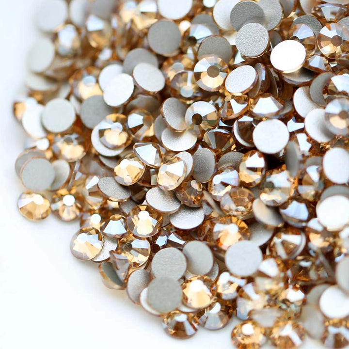 1440 Pieces SS6 Flatback Rhinestones, 2MM Flatback Crystal Rhinestones for Craft Nails Dance Costumes, Flat Back Nail Crystals, Non Hotfix Rhinestones (SS6 / 2MM, Champagne/Golden Shadow)