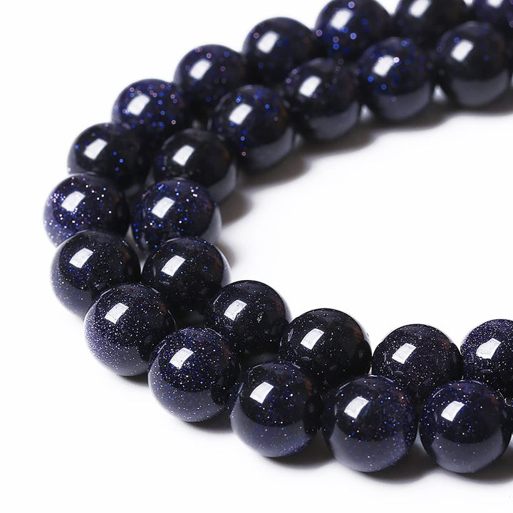 60PCS 6mm Starry Blue Sandstone Gemstone Beads Beads Natural Stone Round Loose Beads for Jewelry Making DIY Bracelet Necklace 15 Inch