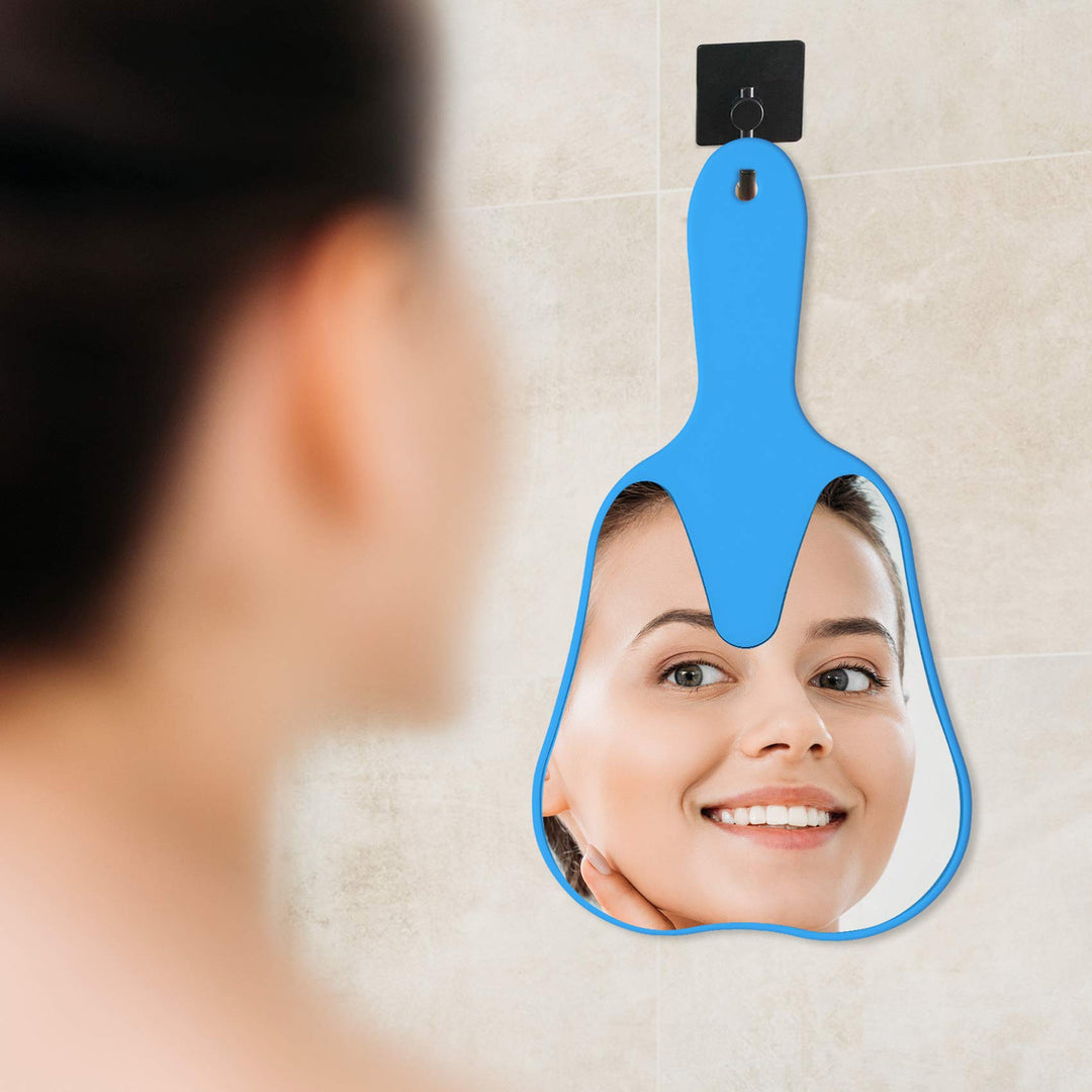 Handheld Mirror Small with Handle Blue, Hand Mirror Tooth-Shaped Kids Makeup Mirror Cute for Salon|Barber|Hairdressing - Easy to use & Lightweight