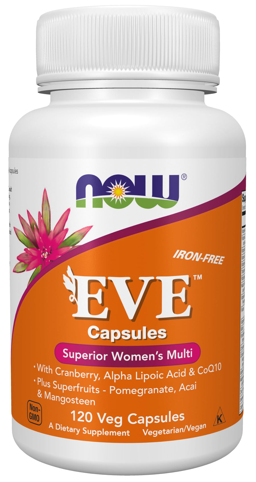 Supplements, Eve™ Women's Multivitamin with Cranberry, Alpha Lipoic Acid and CoQ10, plus Superfruits - Pomegranate, Acai & Mangosteen, Iron-Free, 120 Veg Capsules