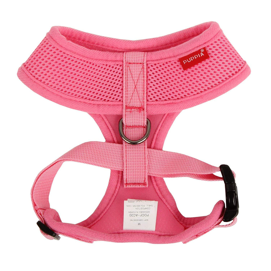 Soft Dog Harness No Choke Over-The-Head Triple Layered Breathable Mesh Adjustable Chest Belt and Quick-Release Buckle, Pink, Large