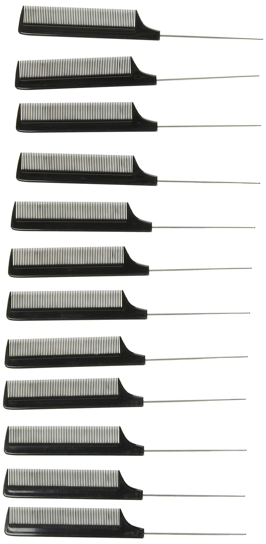 Pin Tail Comb Dozen, Black, 8.25 Inch