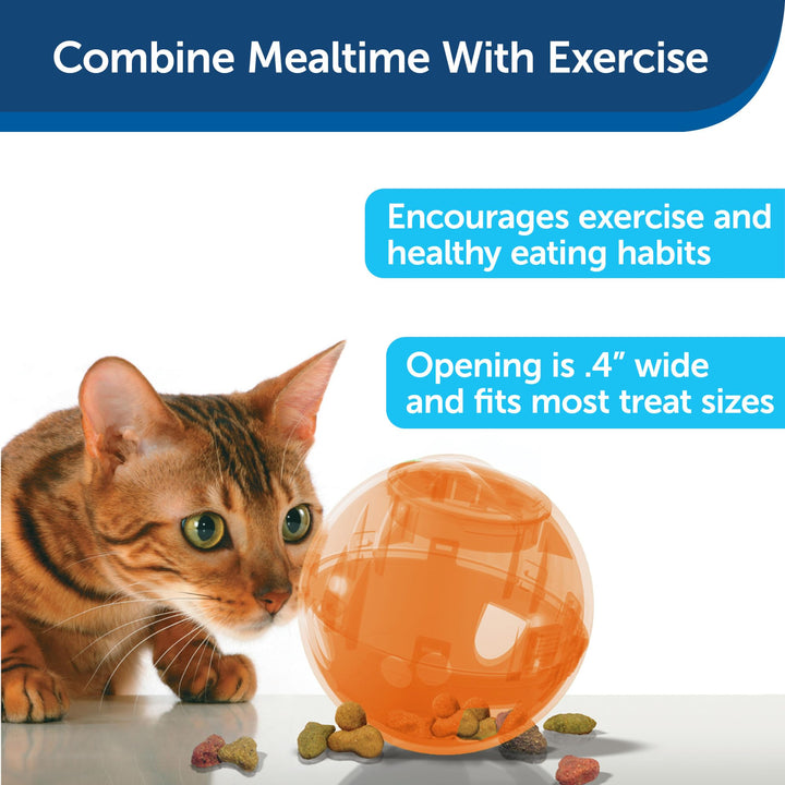 Slimcat Feeder Ball - Interactive Game for Your Cat - Fill with Food and Treats - Orange
