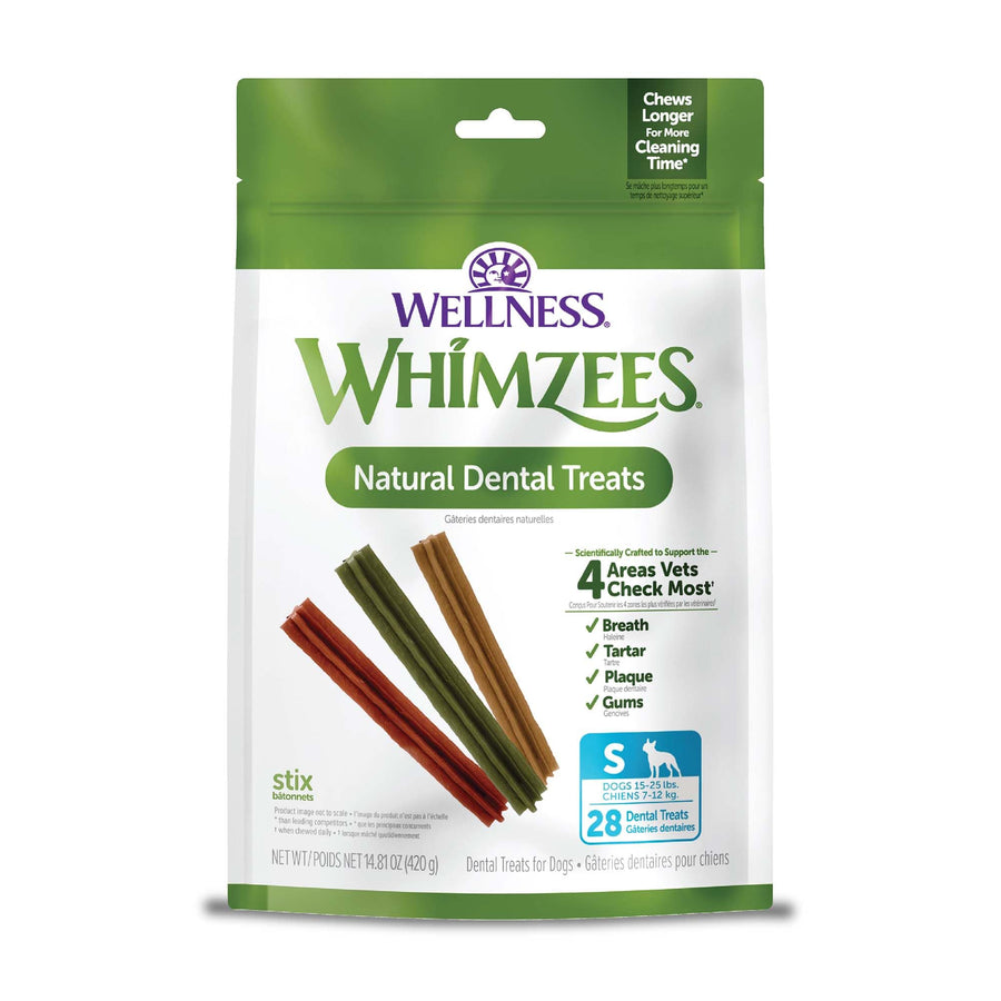 Wellness Stix Dog Dental Treats, Natural Chews, Small Size Stick, (28 Count)