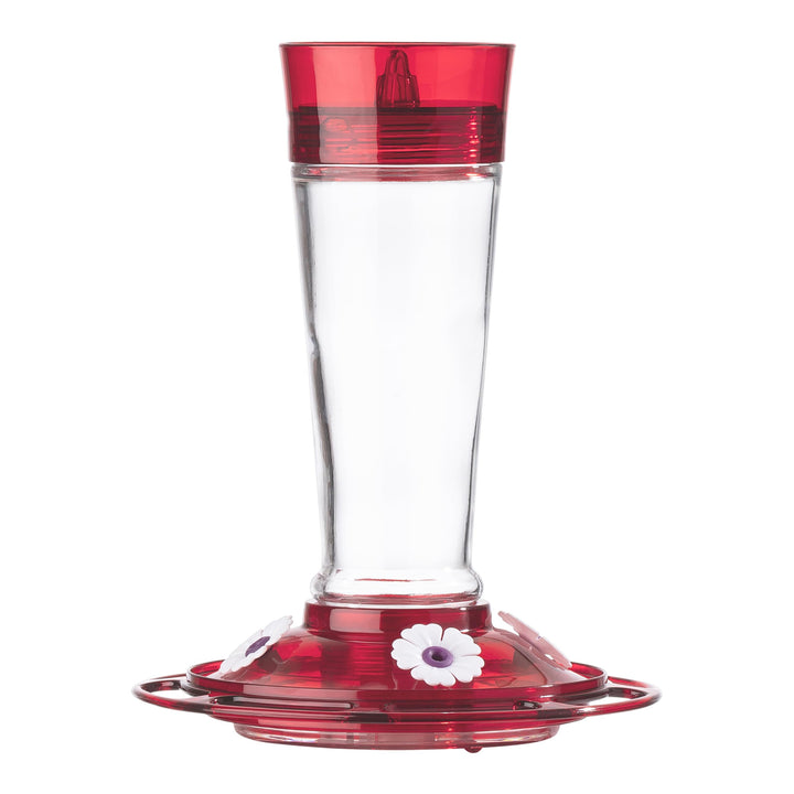 Bird Health+ Ruby Hummingbird Feeder, Glass Hummingbird Feeders for Outdoors, 4 Feeding Stations, 10 Ounces, Ruby Red