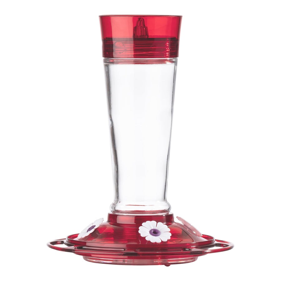 Bird Health+ Ruby Hummingbird Feeder, Glass Hummingbird Feeders for Outdoors, 4 Feeding Stations, 10 Ounces, Ruby Red