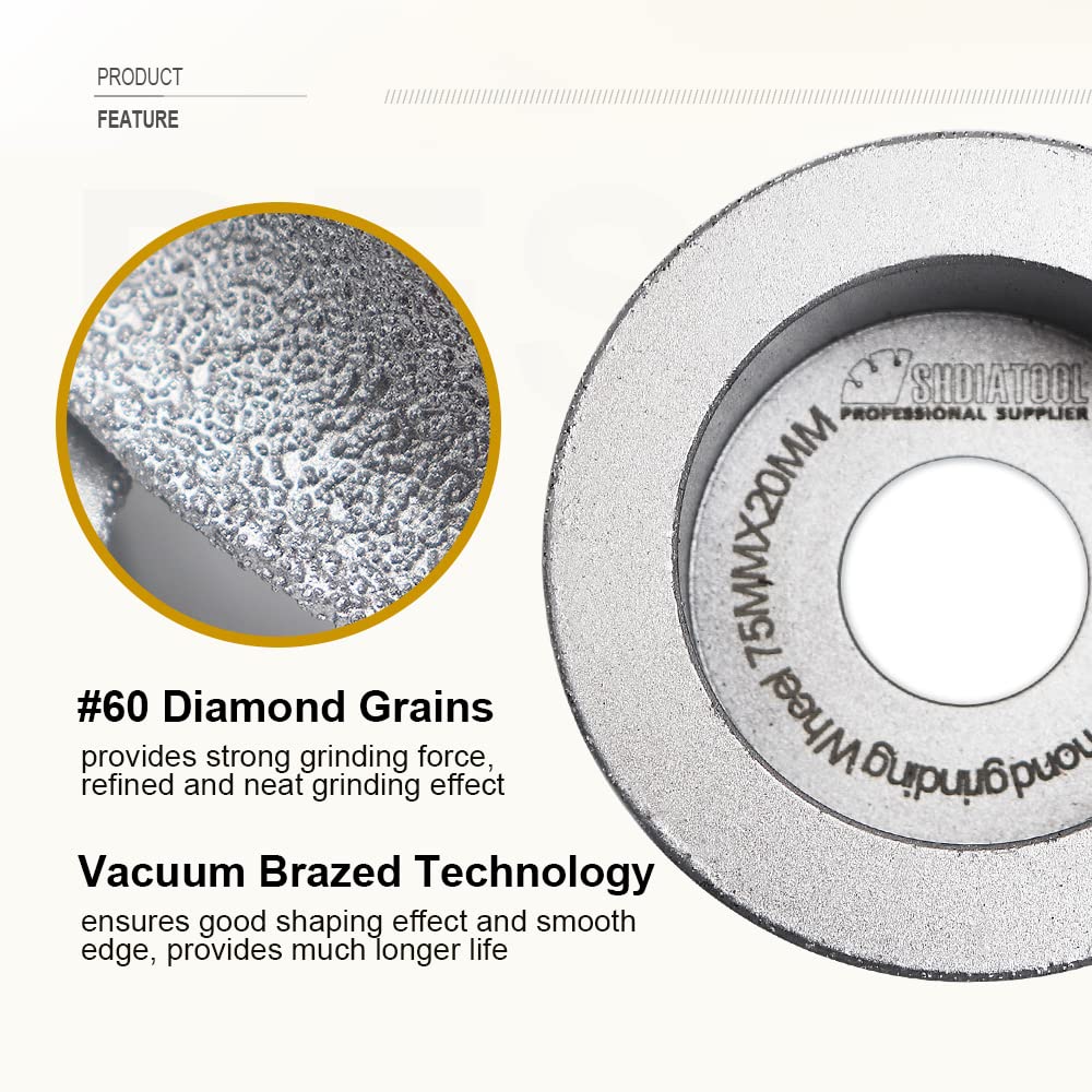 3 Inch Profile Hand Diamond Wheel Height 15mm Half-Round Edge Grinding for Stone Marble Granite Rock