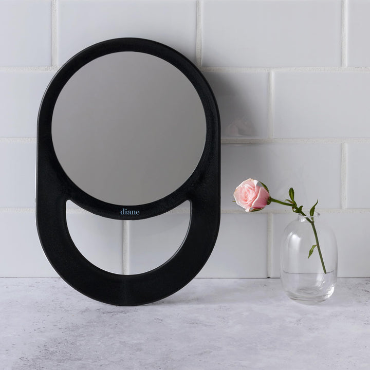 1-Sided Circle Handle Black : Handle Mirror, Black, 11 x 7.5 Inches