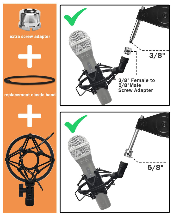 Microphone Shock Mount Mic Holder For Samson Q2U Shure SM58 ATR2100-USB Behringer Xm8500, Mic Clip Holder Mount for Diameter 28mm-32mm Dynamic Microphone Like AT2005-USB Shure PGA48 PGA58,