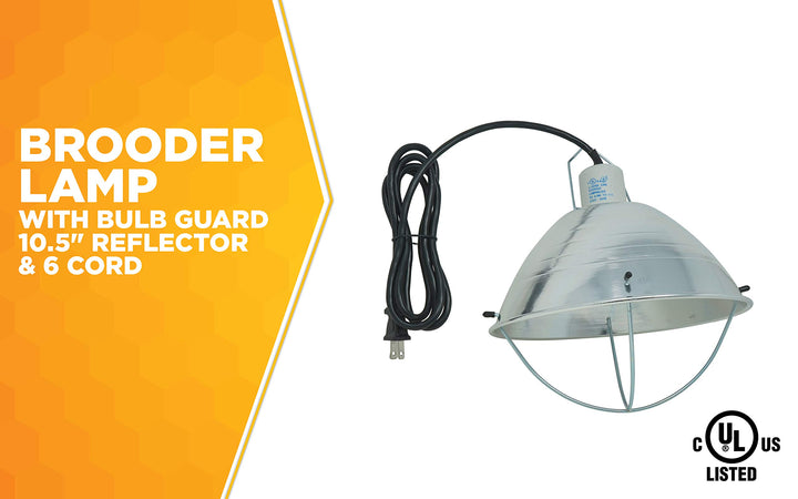 0165 18/2-Gauge SJTW Brooder Lamp with Bulb Guard and 10-Inch Reflector, 250-Watt, 6-Foot Cord