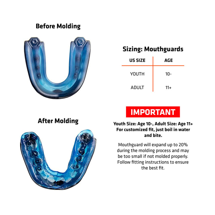 Mouth Guard Sports, Hockey, Lacrosse, Baseball, Wrestling Moutguard, Gel Max Heavy Duty Protection & Custom Fit, Football Mouth Guard with Strap, Adult & Youth Mouthguard