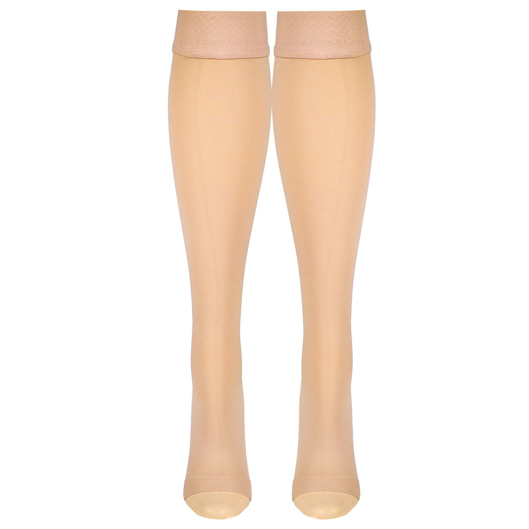 Truform Open Toe, Knee High 20-30 mmHg Compression Stockings, Beige, Large
