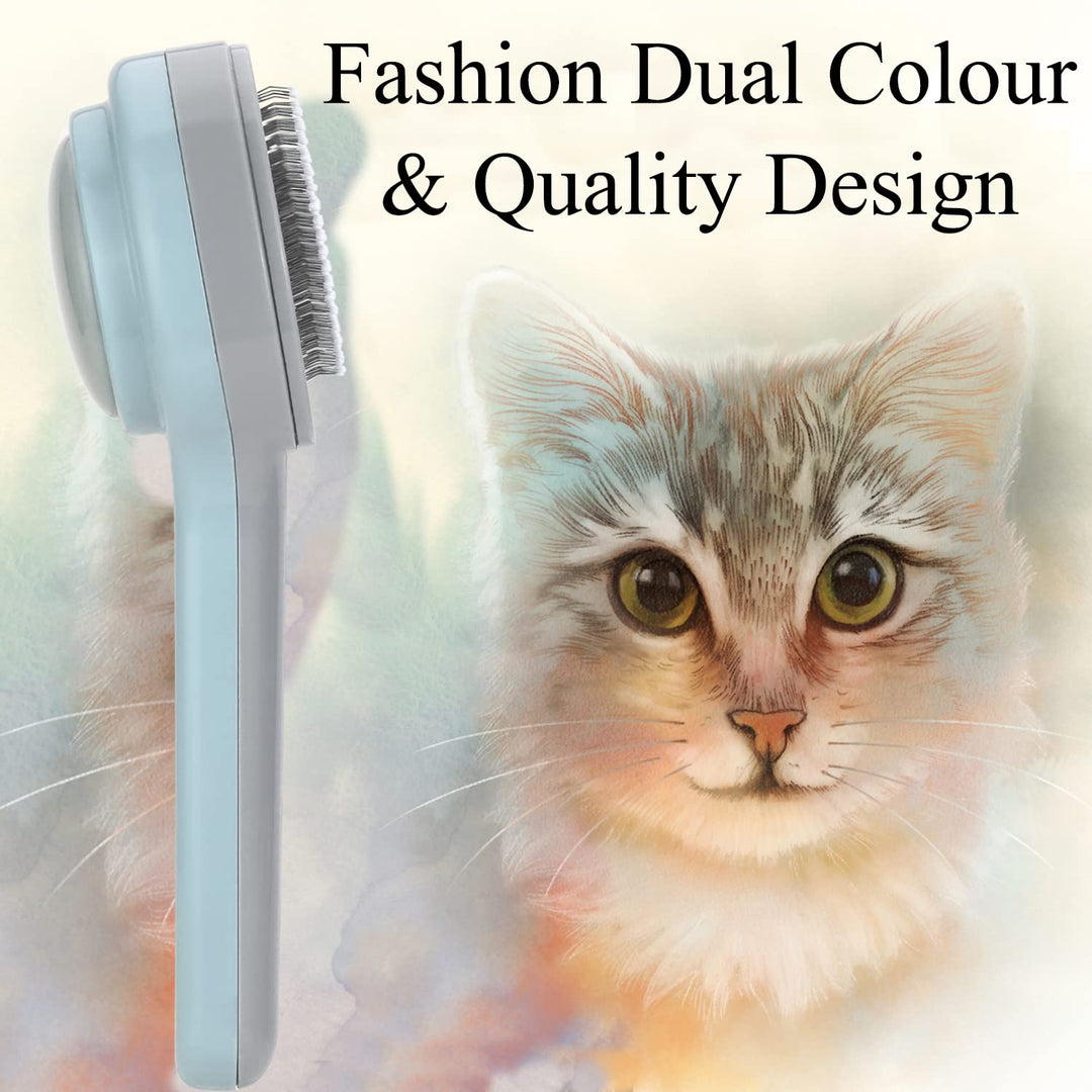 Cat Grooming Brush, Cat Brushes Pets Self Cleaning Slicker Brush for Shedding Removes Loose Undercoat Pet Comb for Pet Massage-Self Cleaning