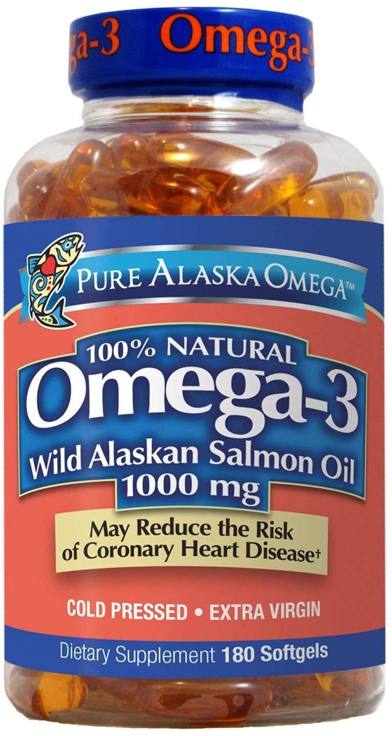 -3 Wild Alaskan Salmon Oil 1000mg Softgels 180-Count