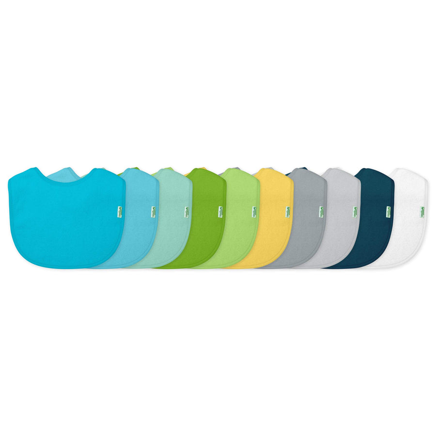 Stay-dry Bibs (10-Pack), Aqua Set, 3-12 Months