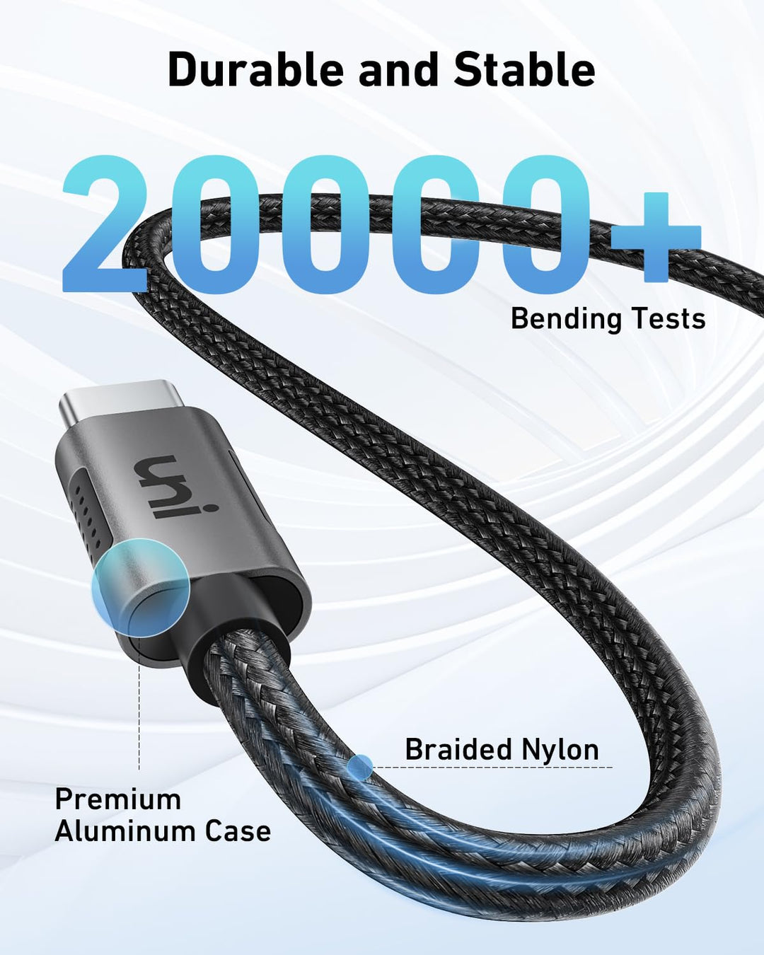 100W USB C to USB C Cable 10ft, USBC Fast Charging Cable PD 5A, Type C Charger Cable Nylon Braided, Compatible with MacBook Air/Pro M3, iPad Pro, Galaxy S24, iPhone 15/Pro/Plus/ProMax