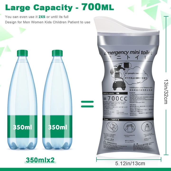 28/234/20/12/8 Pack Disposable Urine Bags, 700ML Travel Pee Bags Unisex Urinal Bag Vomit Bag for Travel Traffic Jam Emergency Portable Camping Urinal Bags for Men Women (20)