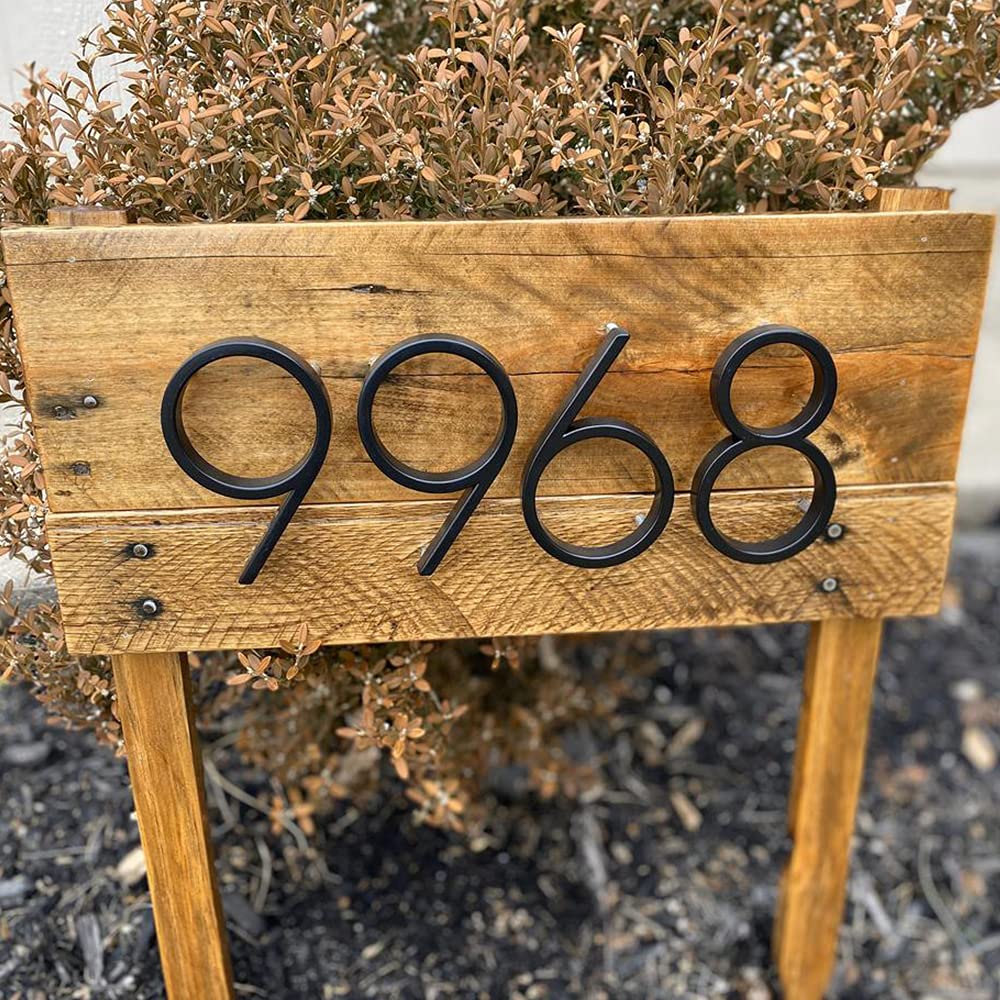 5 Stainless Steel Floating House Number, Metal Modern House Numbers, Garden Door Mailbox Decor Number with Nail Kit, Coated Black, 911 Visibility Signage (1)