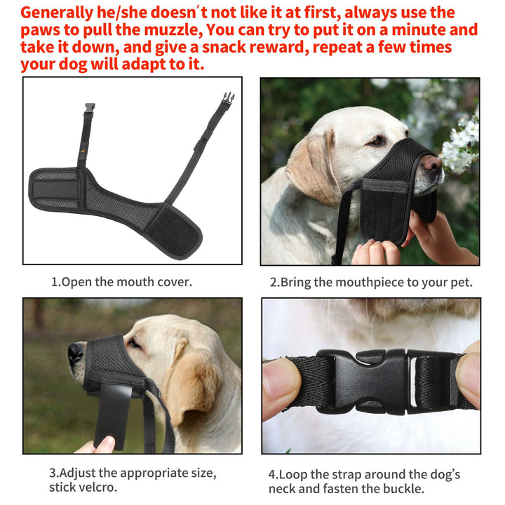 Dog Muzzle,Soft Nylon Muzzle Anti Biting Barking Chewing,Air Mesh Breathable Drinkable Adjustable Loop Pets Muzzle for Small Medium Large Dogs 4 Colors 4 Sizes XS