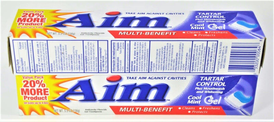 Aim Tartar Control Anticavity Fluoride Toothpaste Gel - 5.5 oz, Pack of 2
