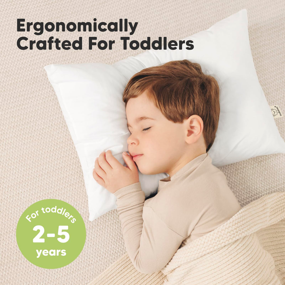 2-Pack Toddler Pillow - Soft Organic Cotton Toddler Pillows for Sleeping, 13X18 Small Pillow for Kids,Kids Pillows for Sleeping,Kids Pillow for Travel,School, Nap,Age 2 to 5 (Soft White)