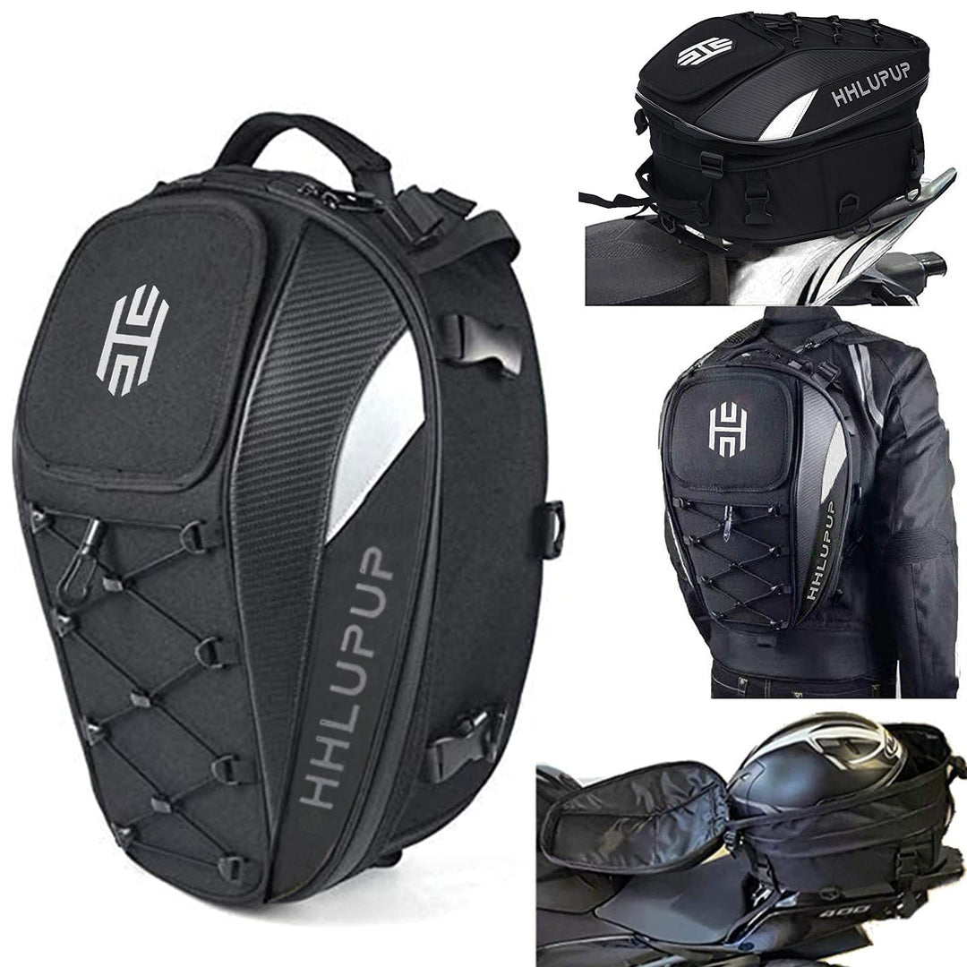 Motorcycle Tail Bag Seat Helmet - 38L Motorcycle Backpack Waterproof Luggage Bags Waterproof Luggage Bags Motorbike Helmet Bag 25L-38L Large Capacity Dual Use Bag (White)